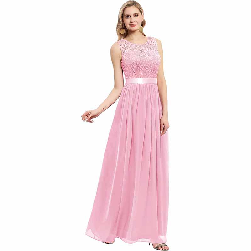 Women's Floral Lace Bridesmaid Dress A-line Swing Party Dress Short/Long Length
