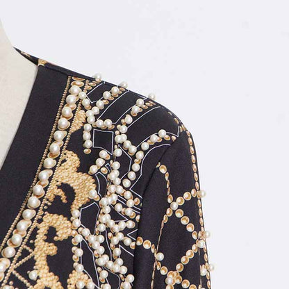 Women Long Sleeve Bubble Bead Blazer