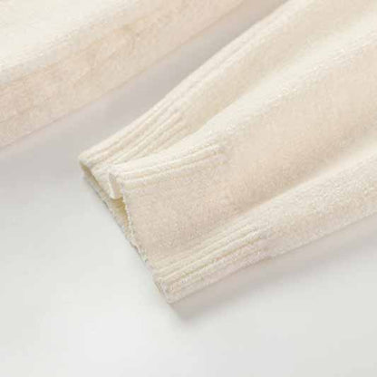 Long Sleeve High Waist Double Breasted Mini Knitted Dress Apricot