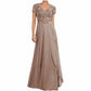 Chiffon Lace  Mother of Bride dresses Short Sleeves Bridesmaid Dress lace Up Evening Maxi Dress