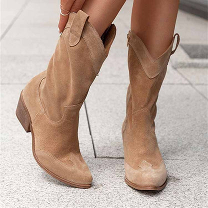 Women's Country Dress Boots Side Zipper Comfortable Booties