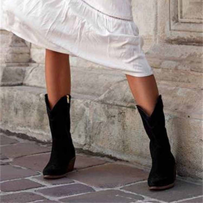 Women's Country Dress Boots Side Zipper Comfortable Booties