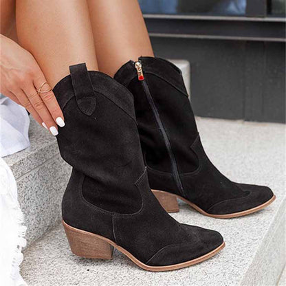 Women's Country Dress Boots Side Zipper Comfortable Booties