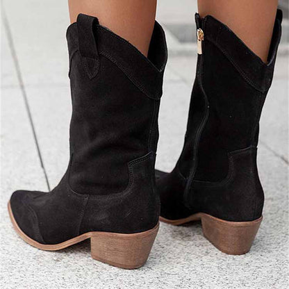 Women's Country Dress Boots Side Zipper Comfortable Booties