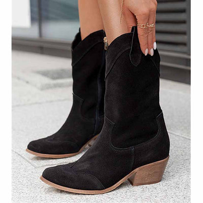 Women's Country Dress Boots Side Zipper Comfortable Booties