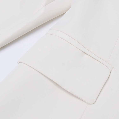 Women White Off-Shoulder Blazer Long Sleeves Coat