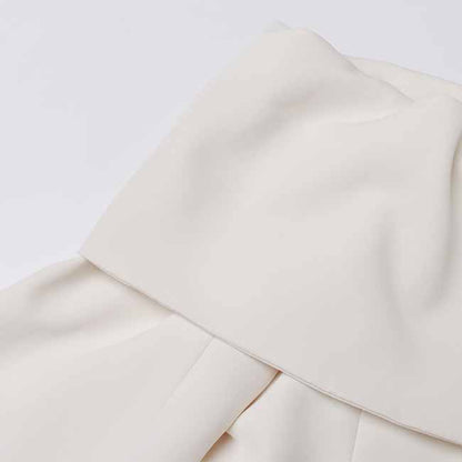 Women White Off-Shoulder Blazer Long Sleeves Coat