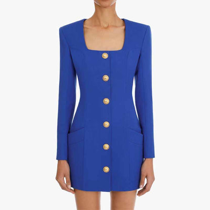 Women's Square Neck Mini Dress Long Sleeve Bodycon Dresses