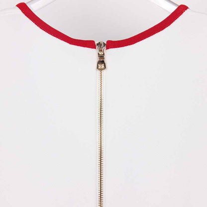 Women Red and white Sleeveless Mini-knitted Dress