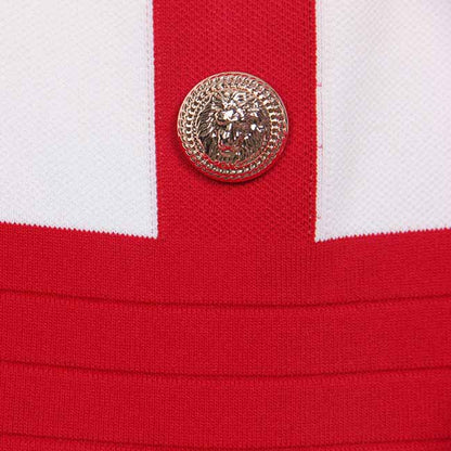 Women Red and white Sleeveless Mini-knitted Dress