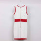 Women Red and white Sleeveless Mini-knitted Dress