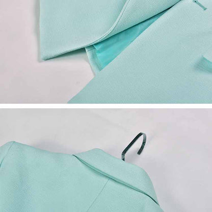 Women's Luxury Fitted Mint Green Blazer Golden Lion Buttons Coat Jacket