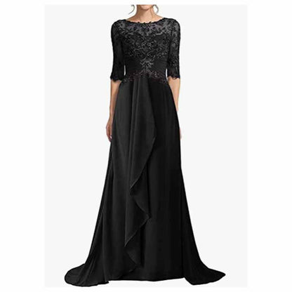 Elegant black mother of the bride dresses with lace top and flowing skirt for sophisticated weddings