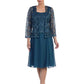 Elegant mother of the bride lace dress with jacket in teal for special occasions