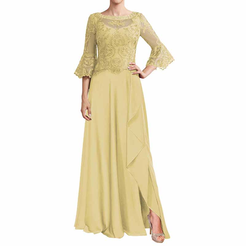 Chiffon Lace Bridesmaid Dress Half Sleeves Mother of the Bride Prom Dress