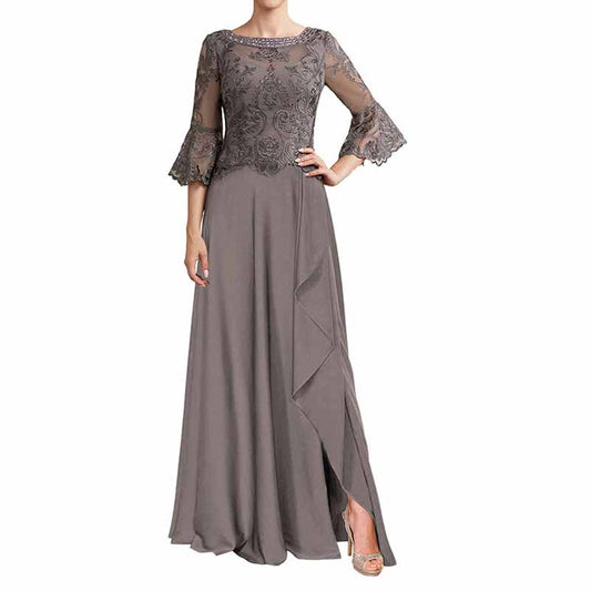 Chiffon Lace Bridesmaid Dress Half Sleeves Mother of the Bride Prom Dress