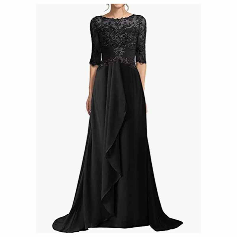 Mother of Bride dresses Short Sleeve Chiffon Lace Bridesmaid Dress Zipper/lace Up Event Dress