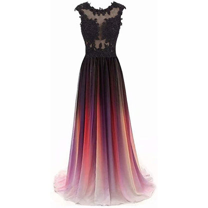 Women's Gradient Evening Prom A Line Bridesmaid Dress Custom Wedding Ball Gown