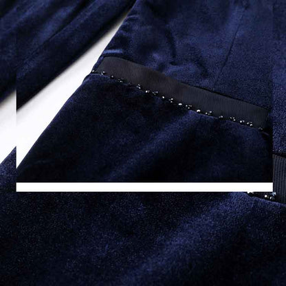 Women's Dark Purple Velvet Pant Suits Set Ladies Tuxedos Formal Party Suit