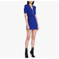 Chic Short Sleeves V Neck Rib-Knit Minidress Royal Blue Short Dress