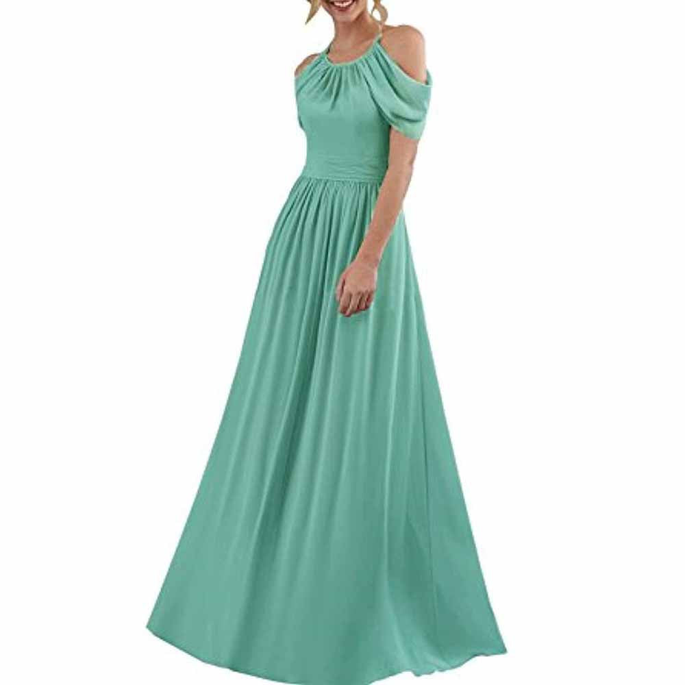 Chiffon Bridesmaid Dress Cut Off Shoulder Bridesmaid Dress Party Prom