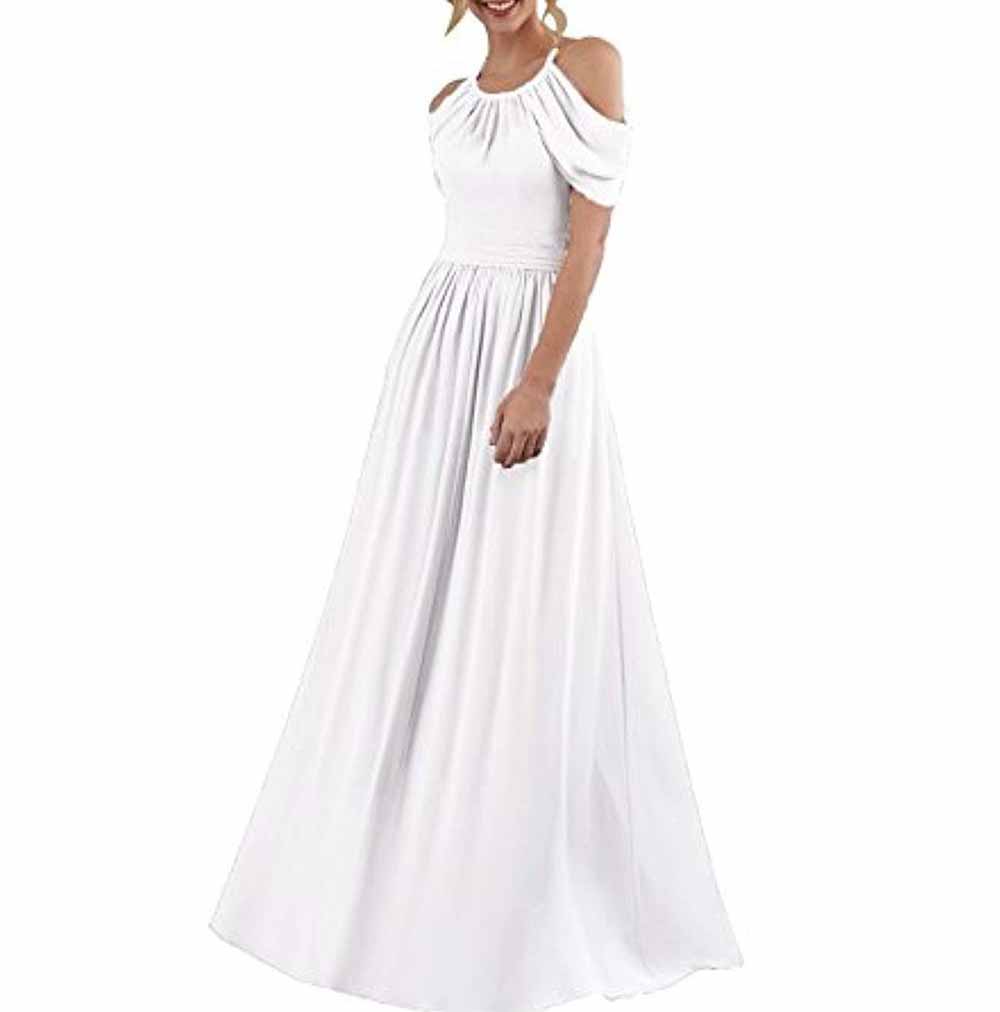 Chiffon Bridesmaid Dress Cut Off Shoulder Bridesmaid Dress Party Prom