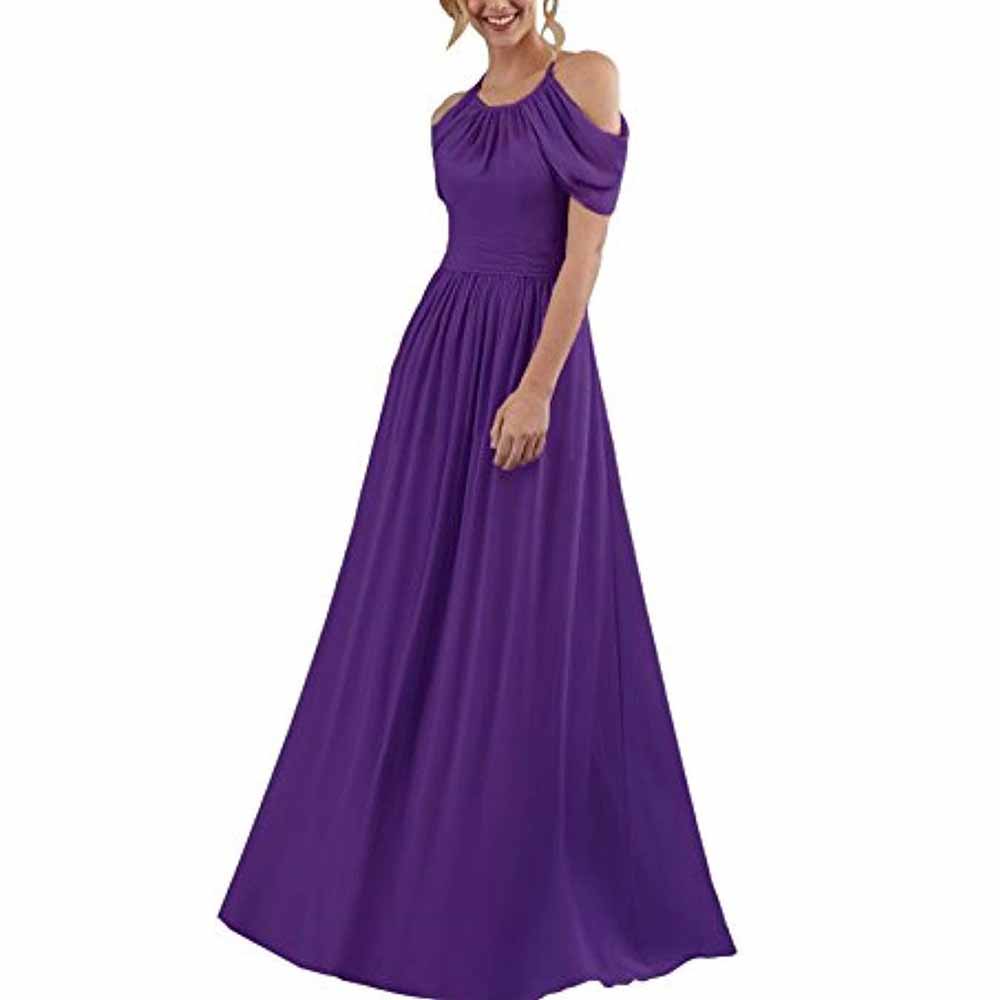 Chiffon Bridesmaid Dress Cut Off Shoulder Bridesmaid Dress Party Prom