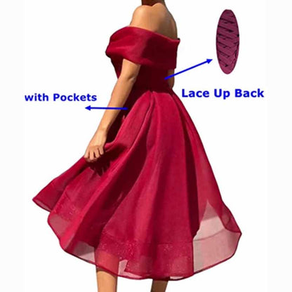 Women's Off The Shoulder Organza Short Homecoming Dresses