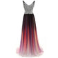 Elegant ombre long prom dress with a sequined bodice and flowing gradient skirt
