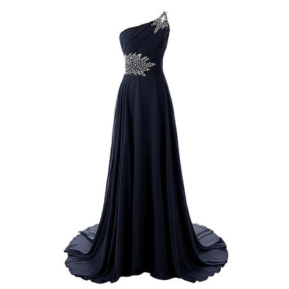 Elegant black one shoulder ombre prom dress with embellished bodice and flowing skirt by sd-hk