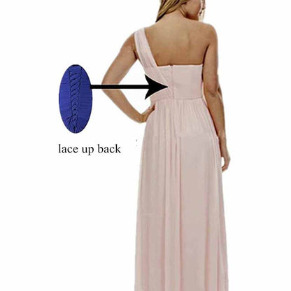 Women One Shoulder Bridesmaid Dresses Long Aline Chiffon Prom Evening Gown