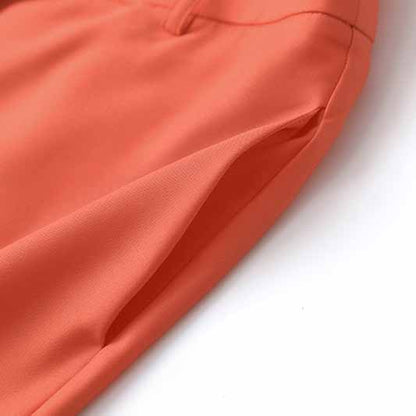 Women Coral Blazer + Mid-High Rise Flare Trousers Pants Suit Pantsuit Office Suit Formal Suit