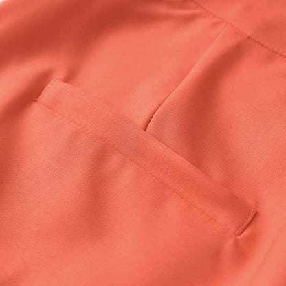 Women Coral Blazer + Mid-High Rise Flare Trousers Pants Suit Pantsuit Office Suit Formal Suit