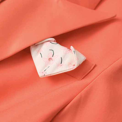 Women Coral Blazer + Mid-High Rise Flare Trousers Pants Suit Pantsuit Office Suit Formal Suit