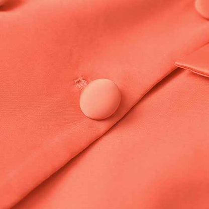 Women Coral Blazer + Mid-High Rise Flare Trousers Pants Suit Pantsuit Office Suit Formal Suit