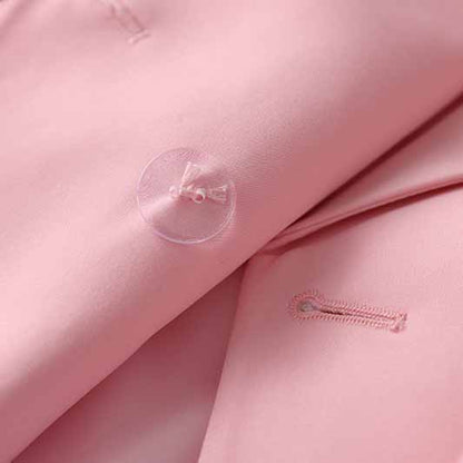 Women's Luxury Fitted Pink Blazer Golden Lion Buttons Coat Belted Jacket