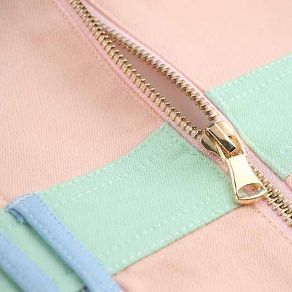 Women Short Sleeves Slim Fit Colorblock Patchwork Dress Mini Fashion Dresses