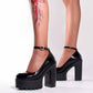 Womens Platform Chunky High Block Heels Ankle Strap Buckles Wedge Dress Pumps