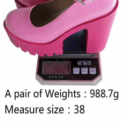 Womens Platform Chunky High Block Heels Ankle Strap Buckles Wedge Dress Pumps