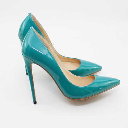 Tucomosi pointed toe prom shoes in turquoise with elegant high heels for stylish evening wear