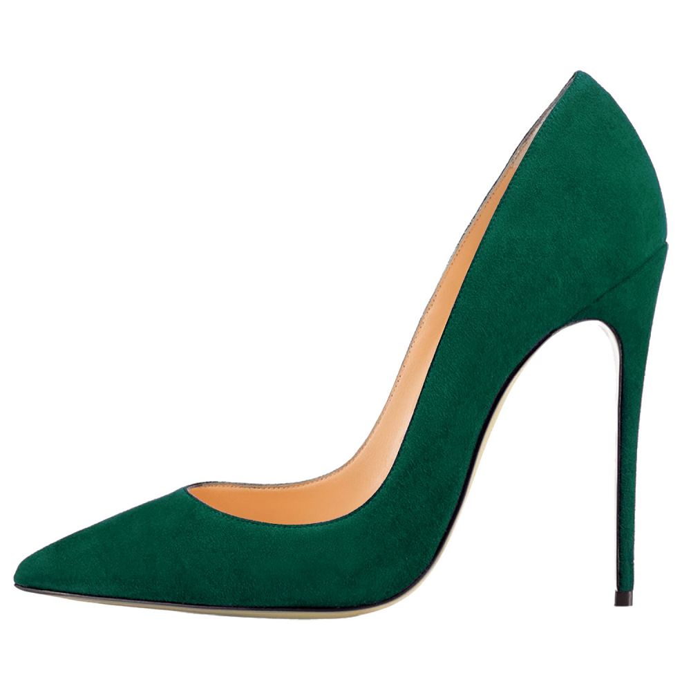 Green Suede Pointed Toe Stiletto Shoes Evening with Elegant High Heels for Formal Occasions