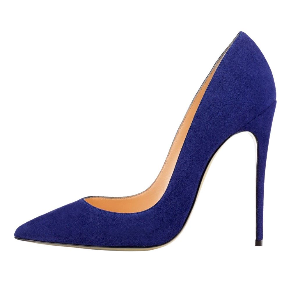 Blue suede pointed toe stiletto shoes evening with a sleek design for elegant occasions