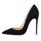 Elegant pointed toe stiletto shoes evening in black suede perfect for formal occasions