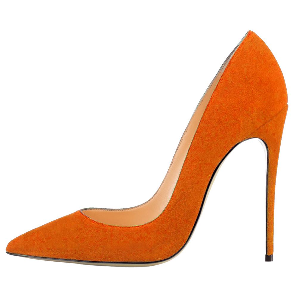 Orange pointed toe stiletto shoes evening with a sleek design for formal occasions