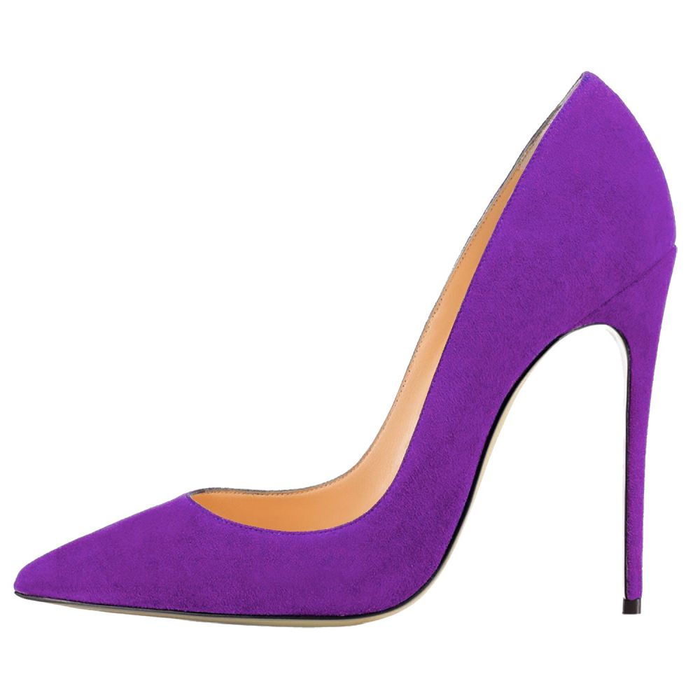 Purple pointed toe stiletto shoes evening with a sleek design and high heel for formal occasions