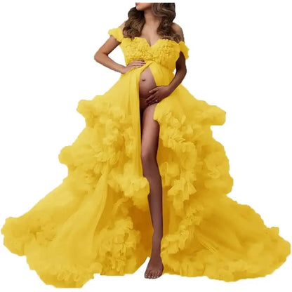 Ladies Gown Sheer Long Robe Puffy Tulle Robe Sheer for Maternity Dress