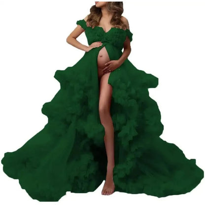 Ladies Gown Sheer Long Robe Puffy Tulle Robe Sheer for Maternity Dress
