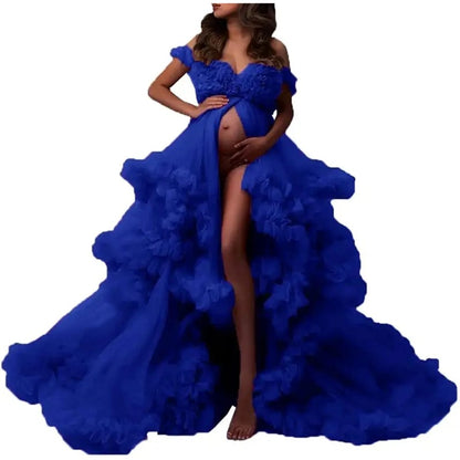 Ladies Gown Sheer Long Robe Puffy Tulle Robe Sheer for Maternity Dress