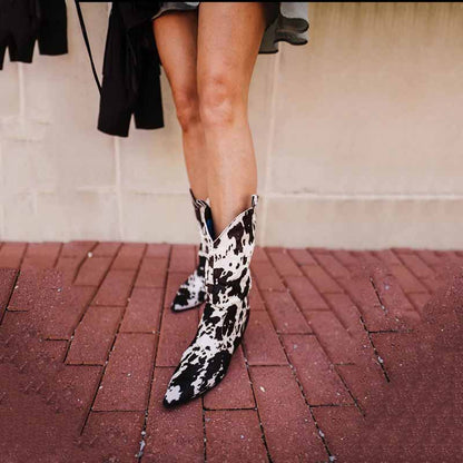 Womens PU Suede Pointed Toe Boots Mid Calf Mid Heel 2-3" - Black,Brown