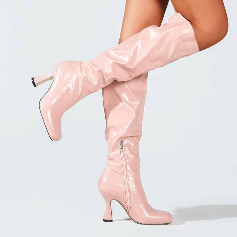 Women's PU Heeled Fashion Boots Long Party Party Boots